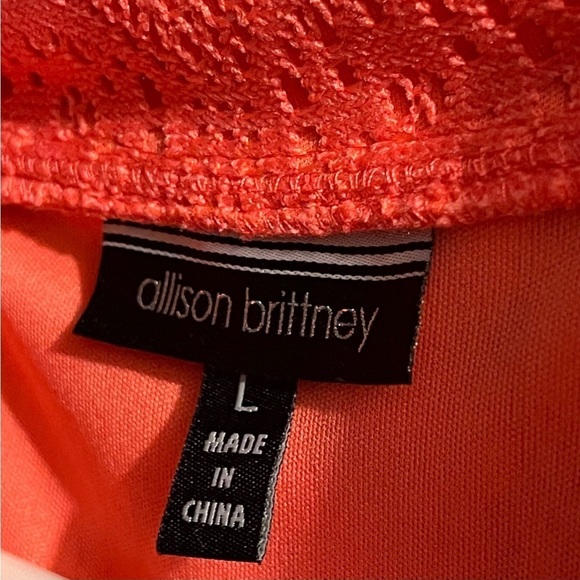 Allison Brittney Lace Pink/Peach Knee Length Geometric Design Dress Size Large - Picture 12 of 12